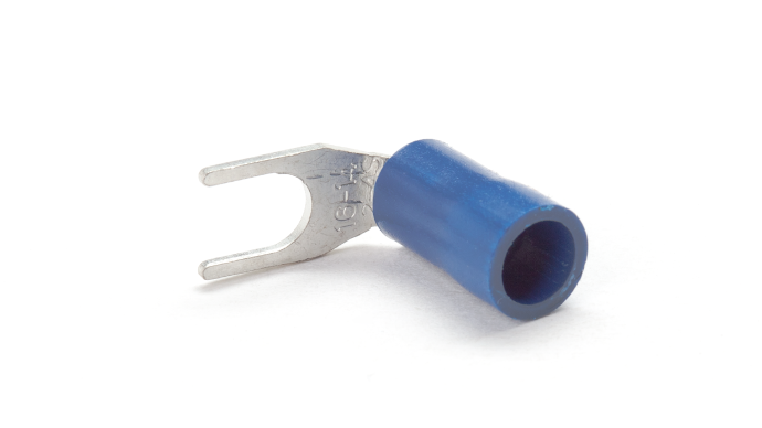 BS32/RA Blue Right Angled Spade Terminal to fit 3mm Stud