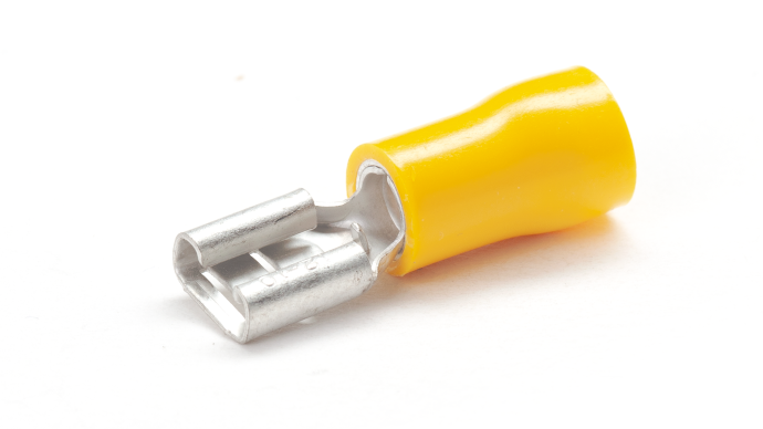 YF66/08/VR Yellow Female Push-On Connector to fit 6.3mm Tab