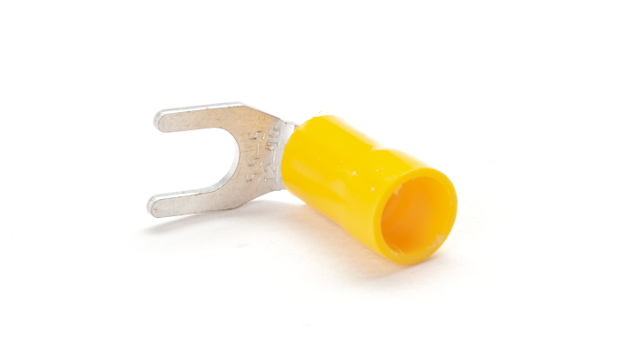 YS37/RA Yellow Right Angled Spade Terminal to fit 3.5mm Stud