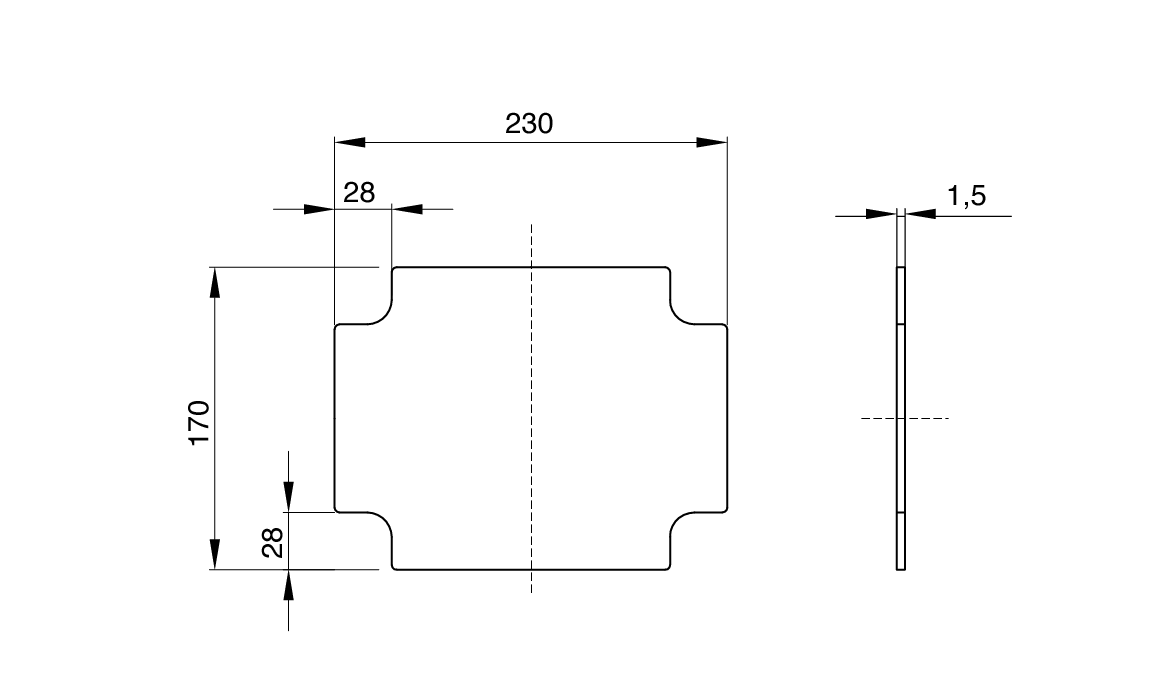 Gewiss GW44616 - Back-Mounting Plate with self-tapping fixing screws - for boxes 240X140