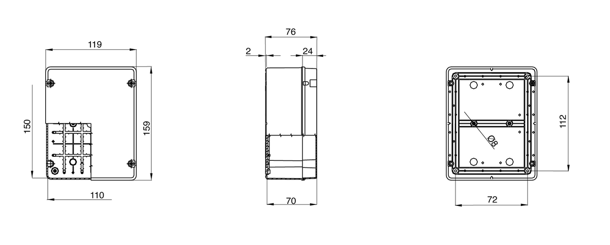 Gewiss GW44236 - Junction Box with Plain Quick Fixing Lid - IP55 Rated - 150X110X70