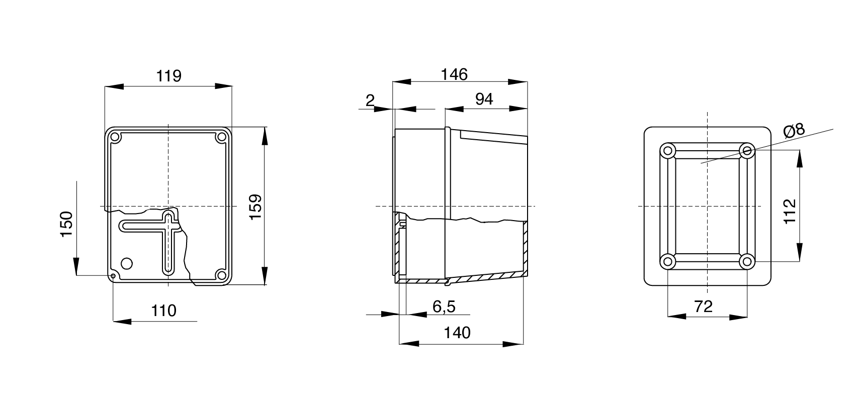 Gewiss GW44436 - Junction Box with Transparent Deep Lid- IP56 Rated - 150X110 X140