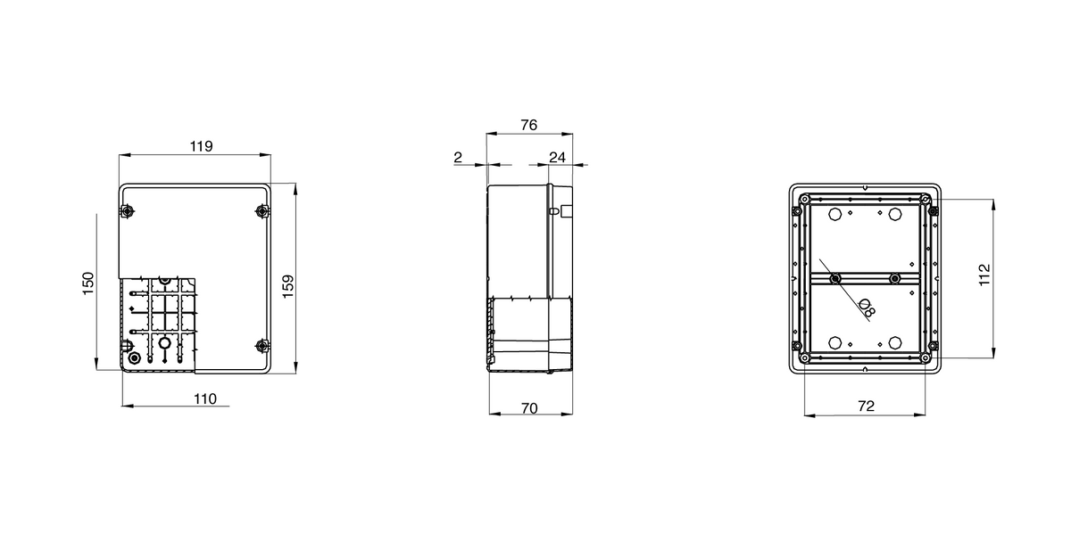 Gewiss GW44426 - Junction Box with Transparent Plain Lid- IP56 Rated - 150X110 X70