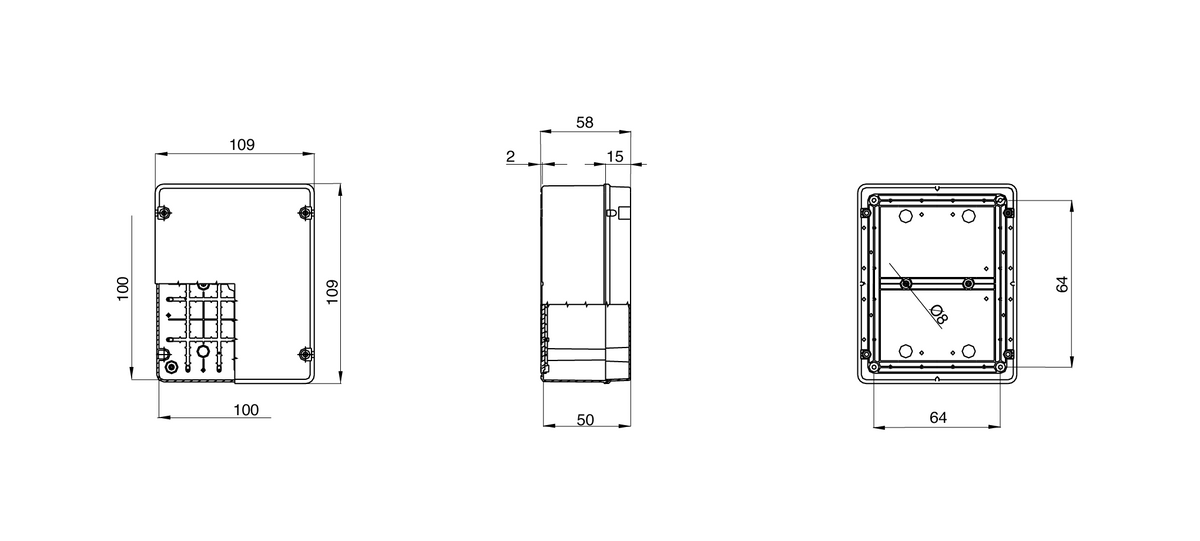 Gewiss GW44234 - Junction Box with Plain Quick Fixing Lid - IP55 Rated - 100X100X50