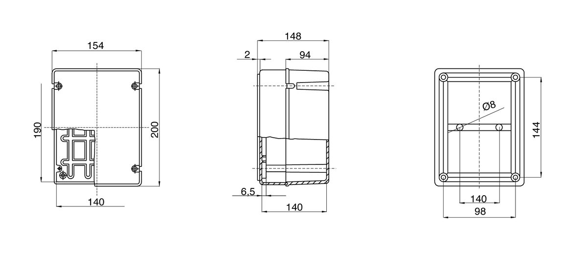 Gewiss GW44217 - Junction Box with Deep Screwed Lid - IP56 Rated - 190X140X140