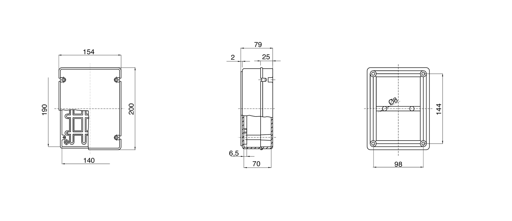 Gewiss GW44277 - Junction Box with Plain Screwed Lid - IP56 Rated - 190X140X70
